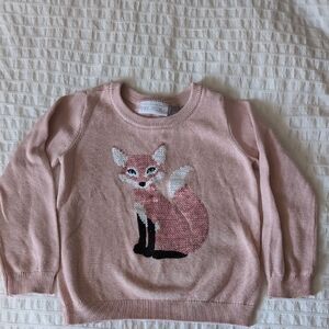 Pink Kids Sweater with Fox Design